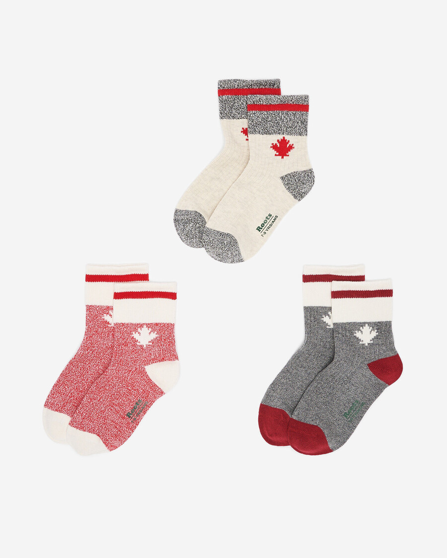 kinder-socken mit ahorn-motiv 3er-pack