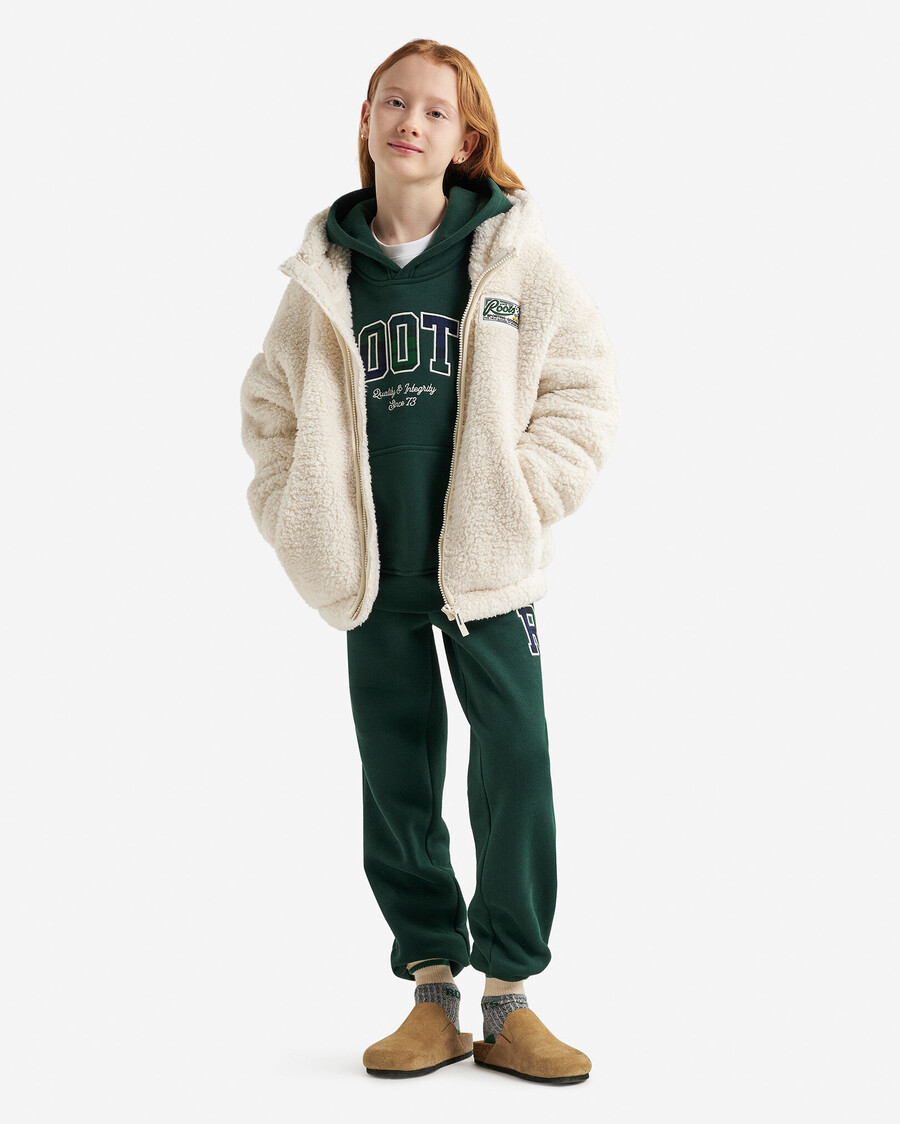 creekside kinder-fleece-kapuzenjacke mit durchgehendem reißverschluss und lammfellfutter
