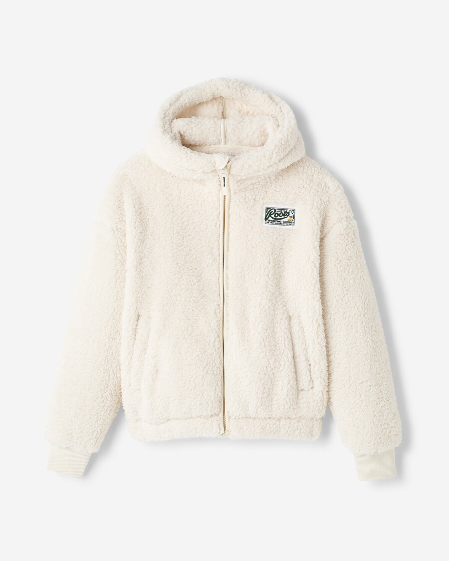 creekside kinder-fleece-kapuzenjacke mit durchgehendem reißverschluss und lammfellfutter