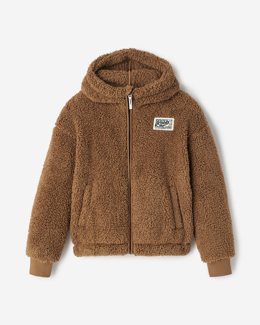 creekside kinder-fleece-kapuzenjacke mit durchgehendem reißverschluss und lammfellfutter