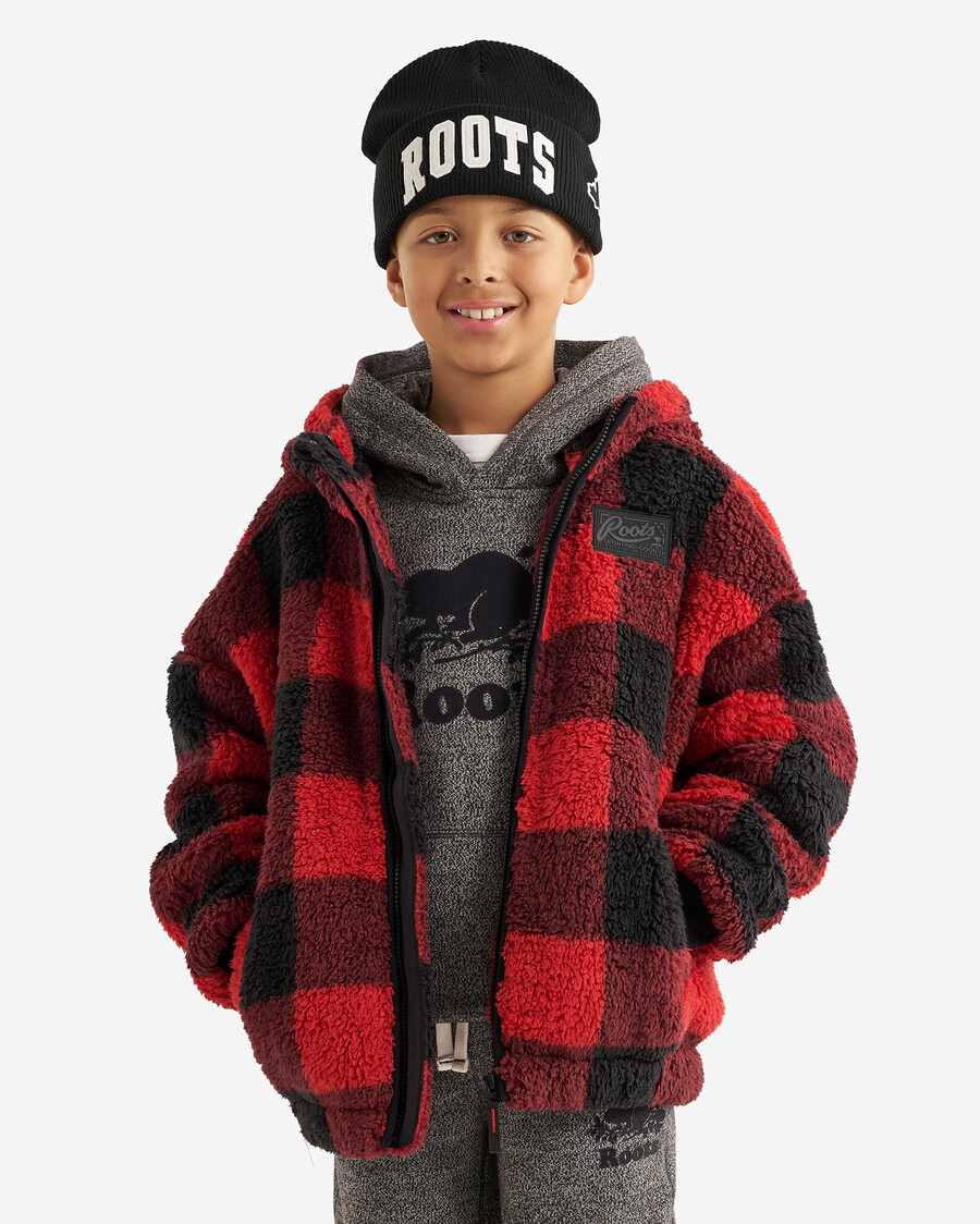 creekside kinder-fleece-kapuzenjacke mit durchgehendem reißverschluss und lammfellfutter