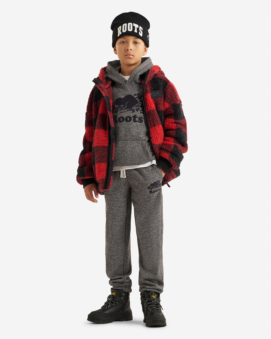 creekside kinder-fleece-kapuzenjacke mit durchgehendem reißverschluss und lammfellfutter