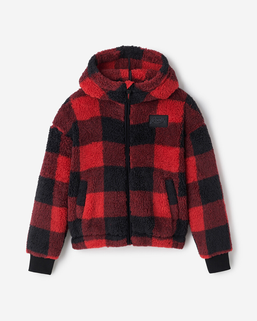 creekside kinder-fleece-kapuzenjacke mit durchgehendem reißverschluss und lammfellfutter