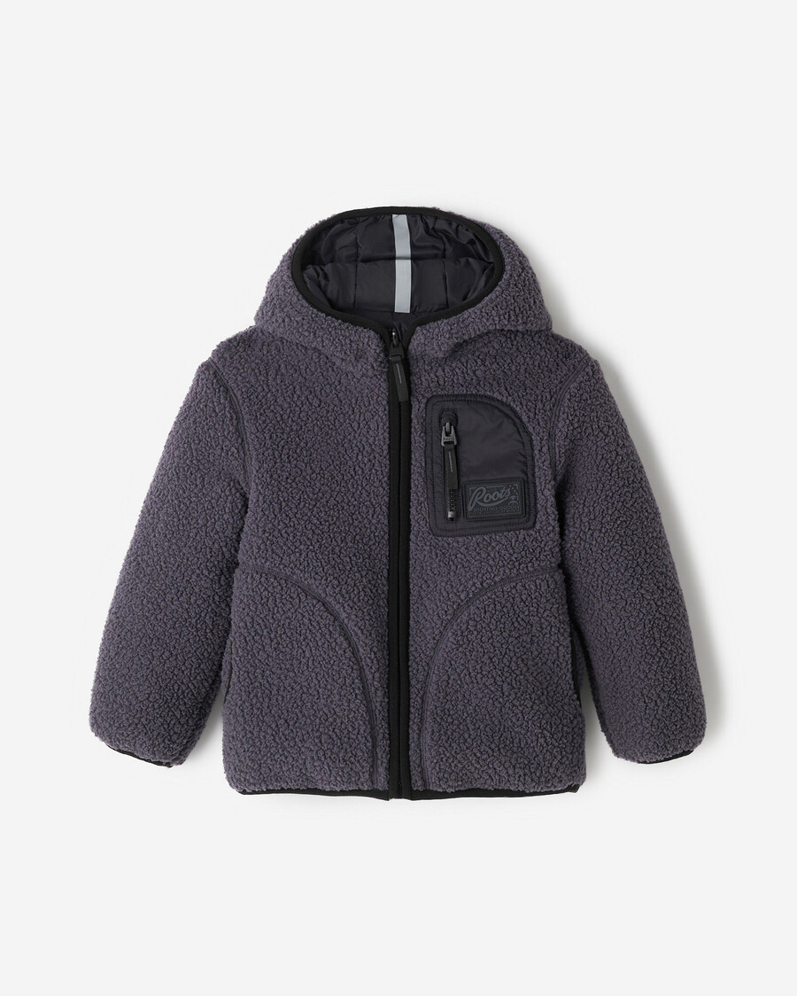 wendbare lammfell-fleecejacke für kleinkinder