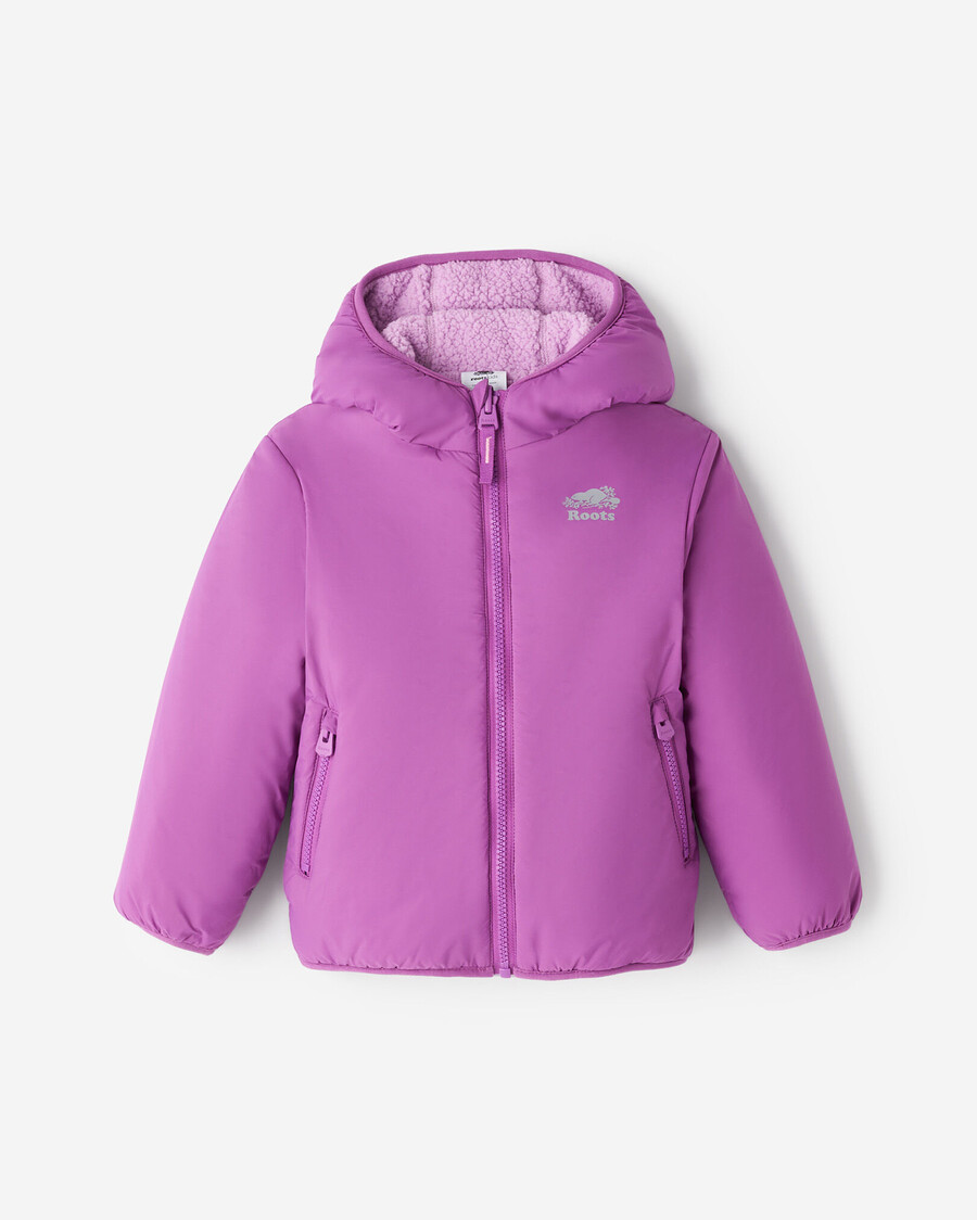 wendbare lammfell-fleecejacke für kleinkinder