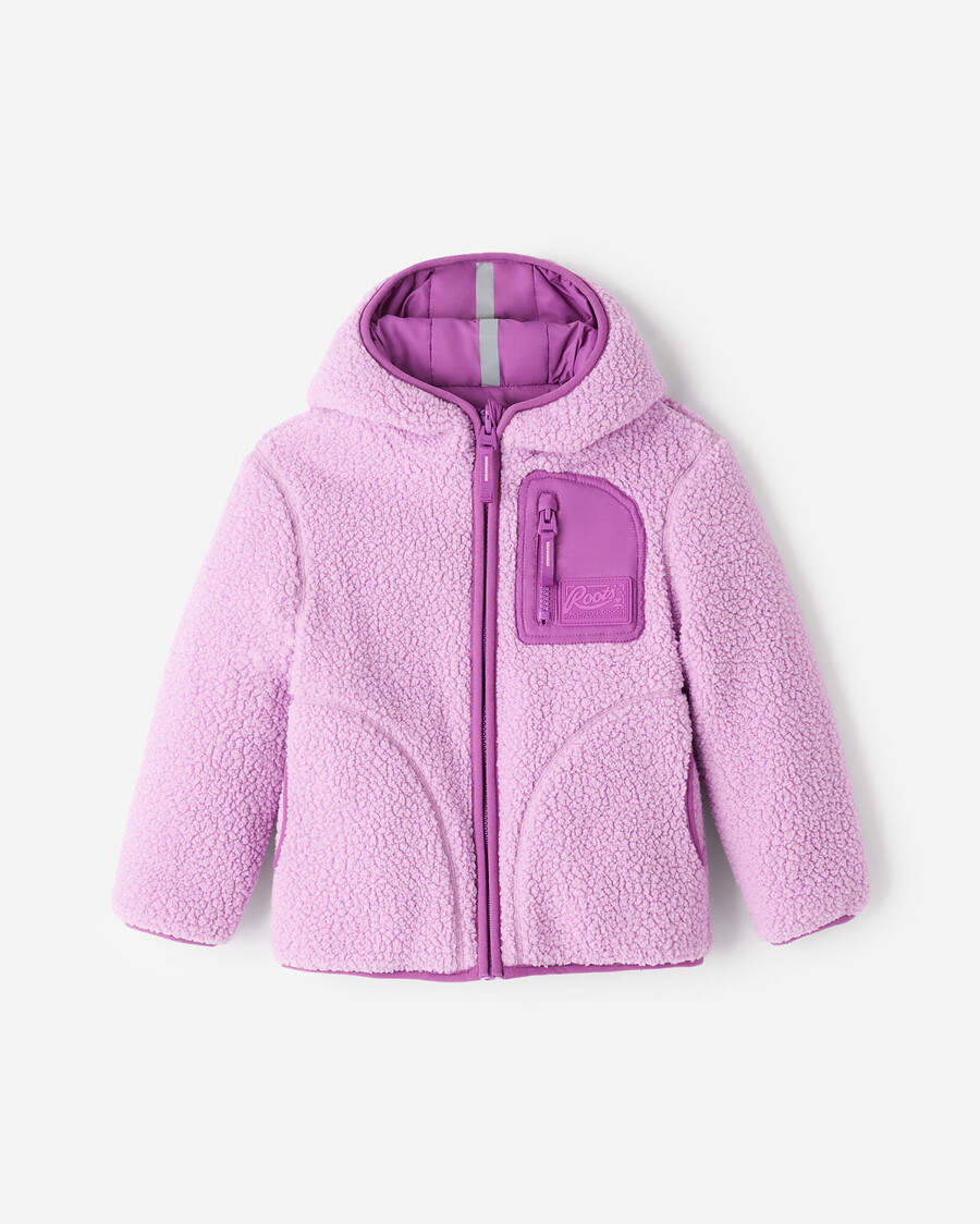 wendbare lammfell-fleecejacke für kleinkinder