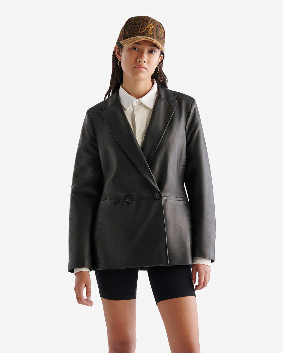 damen-lederblazer mit doppelter knopfleiste