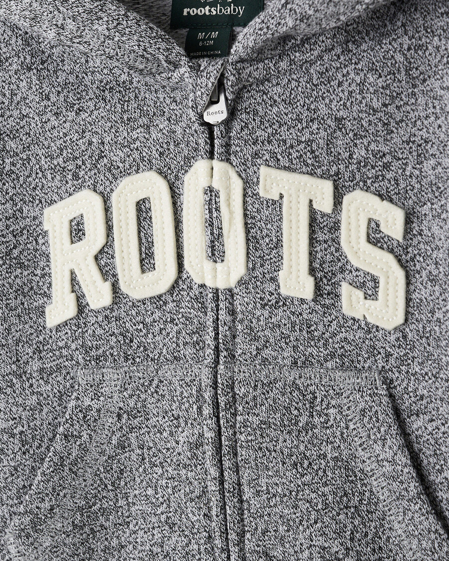 baby roots applikations-kapuzenpullover mit durchgehendem reißverschluss