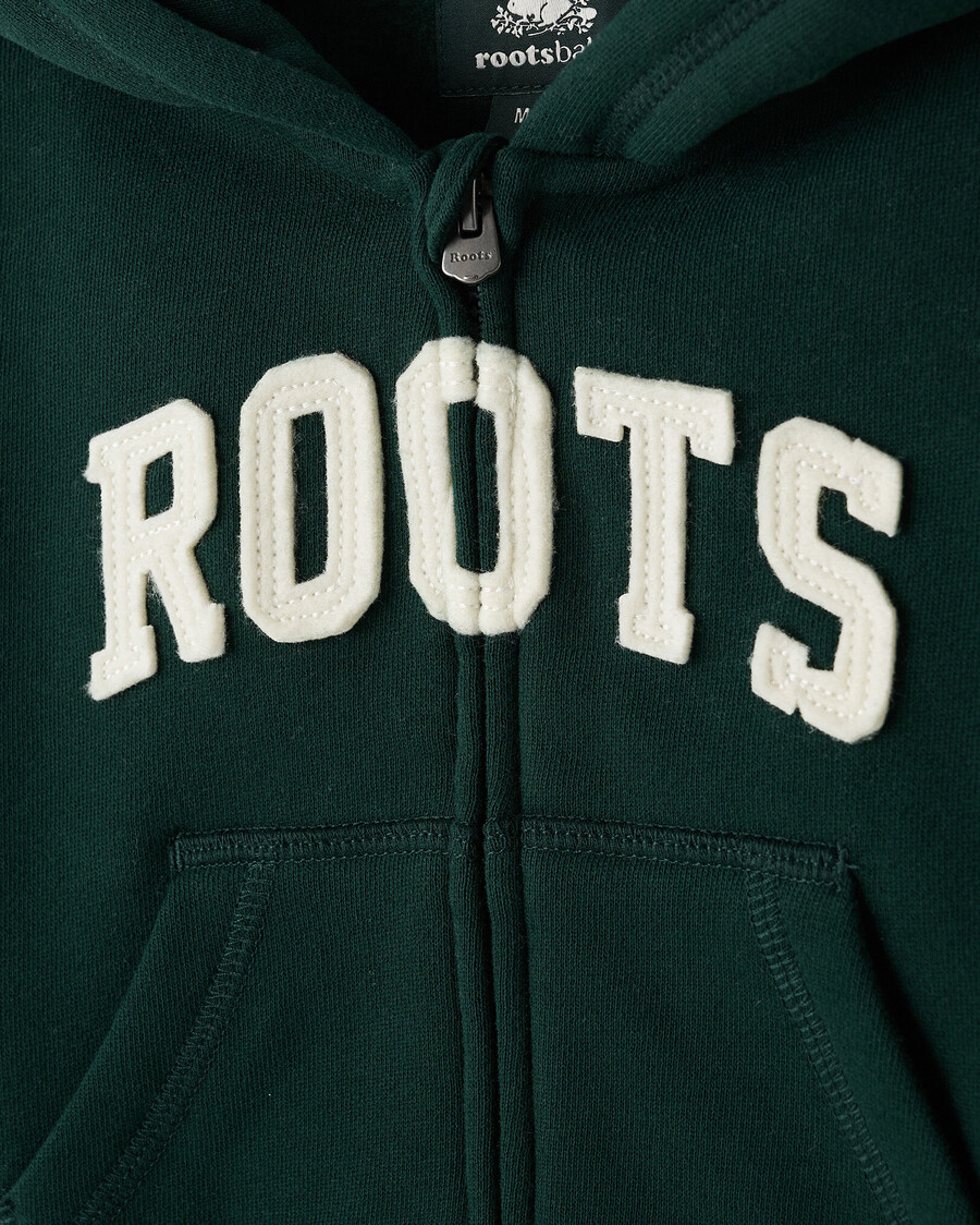 baby roots applikations-kapuzenpullover mit durchgehendem reißverschluss
