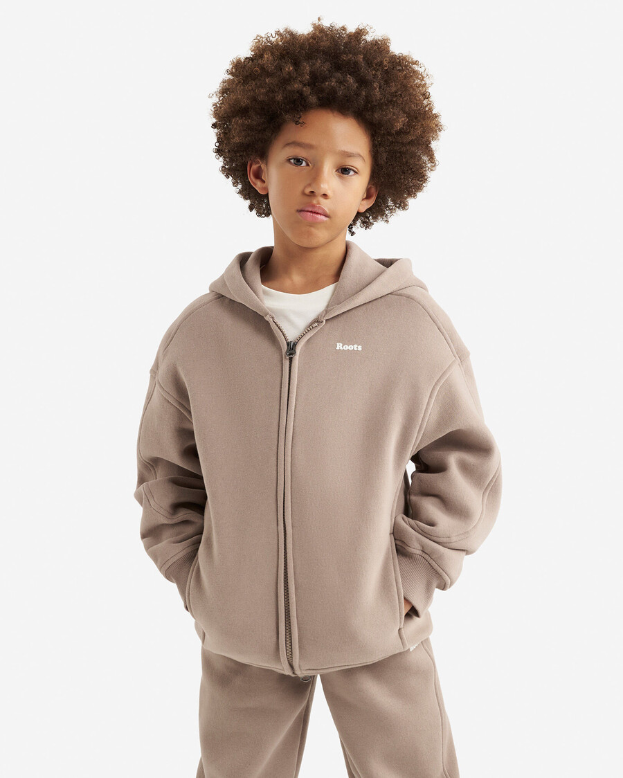 kinder-kapuzenpullover mit durchgehendem reißverschluss und wolkenmotiv