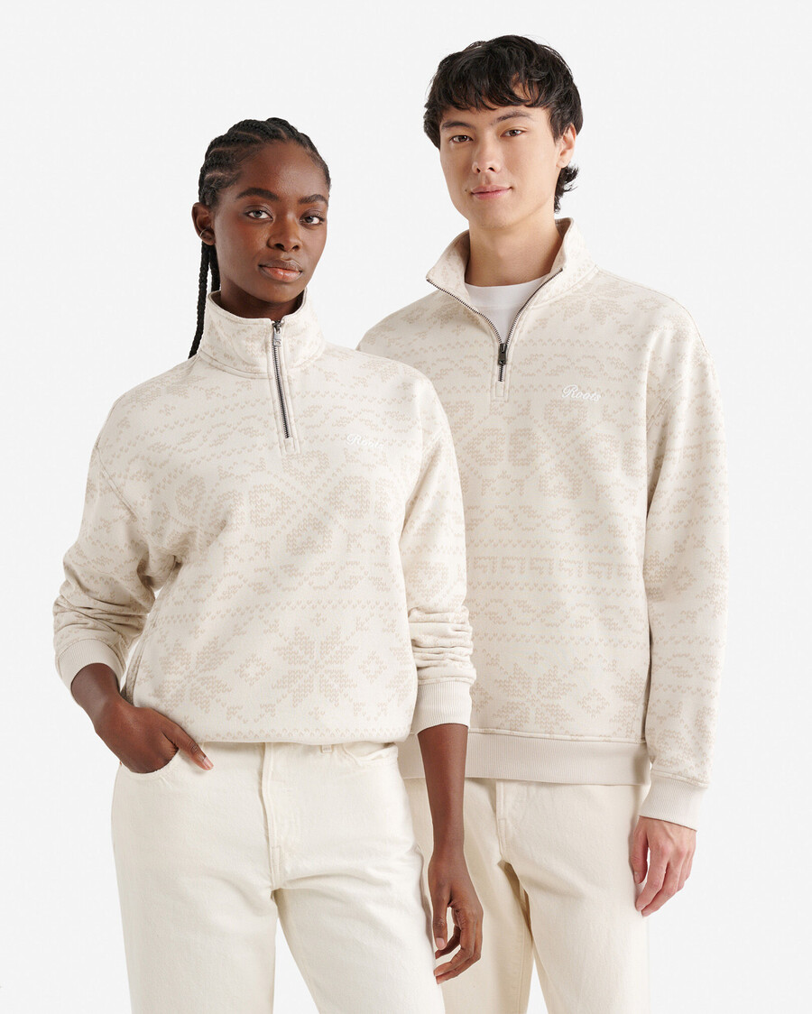 roots fair isle half zip