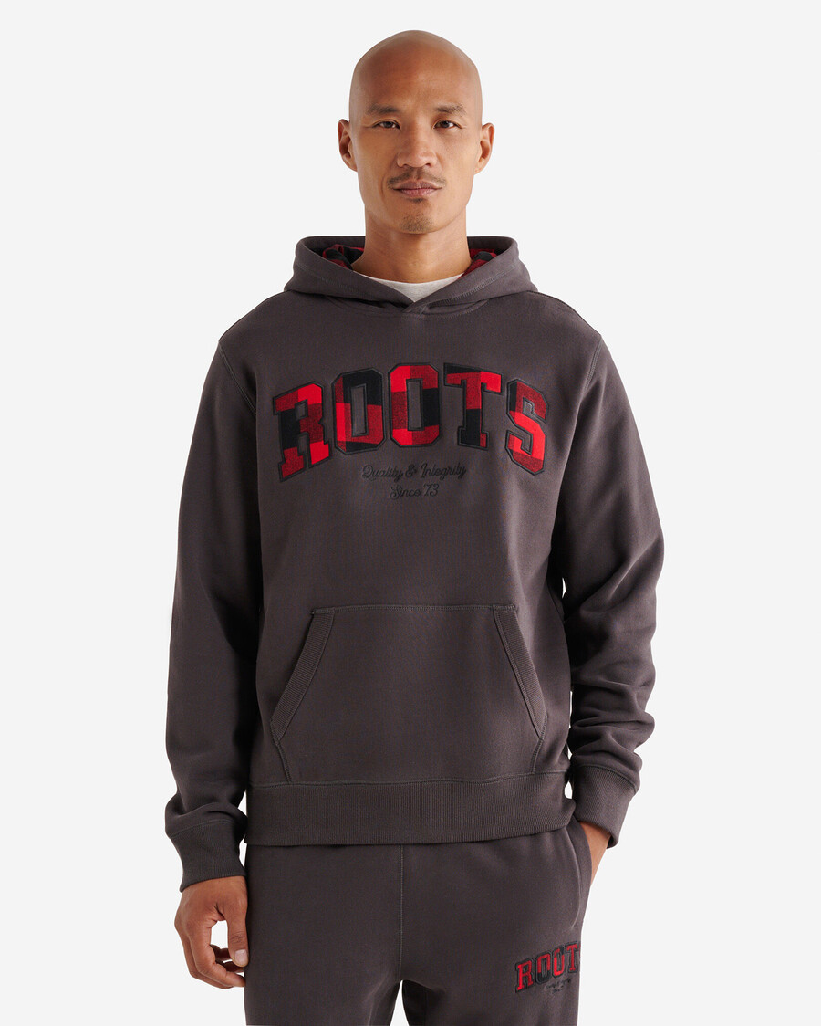 kapuzenpullover mit karoapplikationen