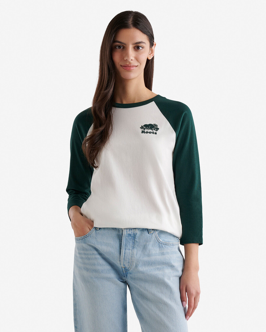 damen-baseball-t-shirt aus bio-baumwolle von cooper