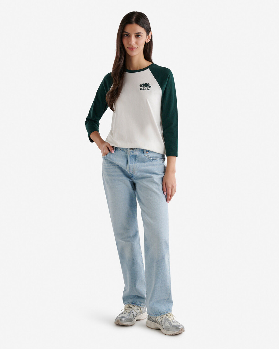damen-baseball-t-shirt aus bio-baumwolle von cooper