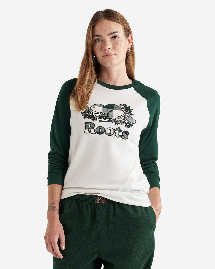 damen cooper kariertes langarm-t-shirt