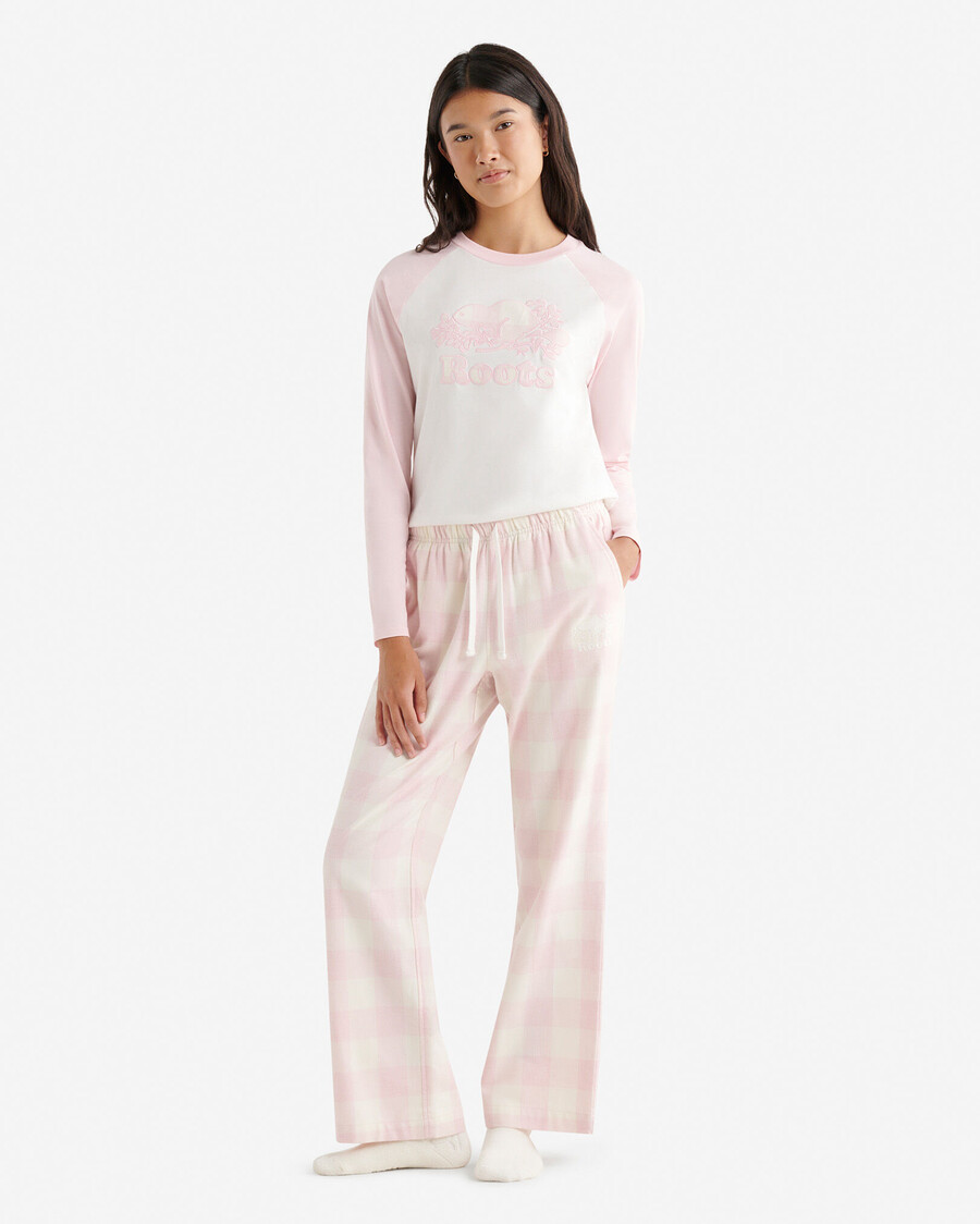 damen cooper kariertes langarm-t-shirt
