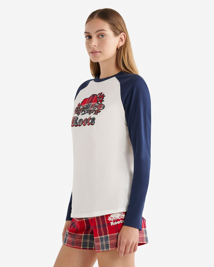 damen cooper kariertes langarm-t-shirt