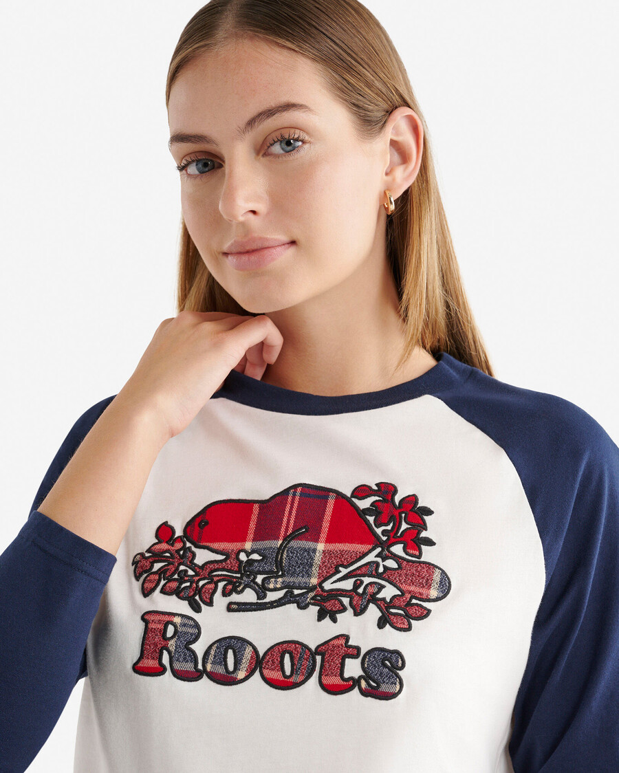 damen cooper kariertes langarm-t-shirt